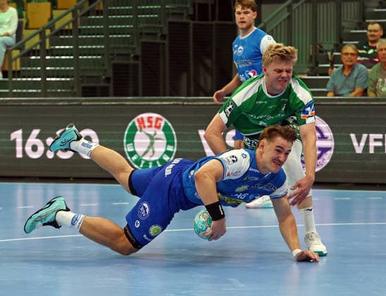 07.09.2026, xovx, Handball Opel Handball-Bundesliga, HSG Wetzlar - ThSV Eisenach v.l. Felix Aellen (ThSV Eisenach), Tristan Kirschner (HSG Wetzlar) Wetzlar Buderus Arena Hessen Deutschland (DE)