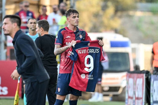 IPA88246312 - Daniel Maldini of Cagliari Calcio, Exultation, Joy, Celebration After Scoring a Goal, Kevin Carlos of Cagliari Calcio during the Cagliari Calcio vs. US Lecce Italian Serie A soccer match in Cagliari, Italy, September 7, 2026  Copyright: xLuigixCanu IPAxSportx xx IPA88246312