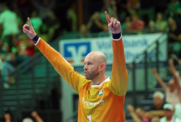 07.09.2026, xovx, Handball Opel Handball-Bundesliga, HSG Wetzlar - ThSV Eisenach Jubel bei Bart Ravensbergen (HSG Wetzlar) Wetzlar Buderus Arena Hessen Deutschland (DE)