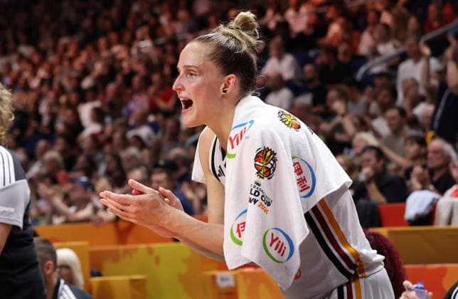 Leonie Fiebich jubelt, feuert an Aktion Oberkörper Basketball FIBA World Cup Weltmeisterschaft Frauen WM Saison 2026 2027 07.09.2026 DBB Deutschland GER vs Mali