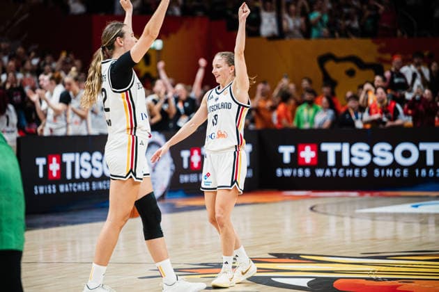 FIBA Women™s Basketball World Cup 2026: Deutschland vs. Mali, 07.09.2026 Deutschland jubelt Britta Daub (Deutschland, 19), Emily Bessoir (Deutschland, 22); Basketball, FIBA Women™s Basketball World Cup 2026, Gruppenphase, Gruppe A, 3. Spieltag: Deutschland vs. Mali am 07.09.2026 in der Uber Arena, Berlin Copyright: xBEAUTIFULxSPORTS Tonhäuserx