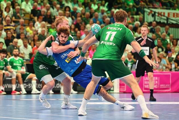Stephan Seitz (ThSV Eisenach) Stephan Seitz (ThSV Eisenach) Georg Loewen (HSG Wetzlar) GER, HSG Wetzlar vs ThSV Eisenach, Handball, Opel Handball-Bundesliga, 3. Spieltag, Spielzeit 2026 2027, 07.09.2026 GER, HSG Wetzlar vs ThSV Eisenach, Handball, Opel Handball-Bundesliga, 3. Spieltag, Spielzeit 2026 2027, 07.09.2026 Wetzlar Copyright: xEibner-Pressefoto RenexWeissx EP_RWS