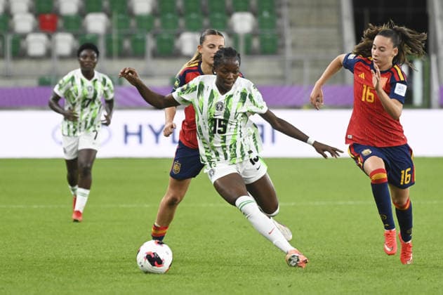 IPA88247339 - Precious Oscar (NGA) and Rosalia Dominquez (ESP) during the FIFA U-20 Women s World Cup match between Spain and Nigeria in Sosnowiec, Poland, on September 7, 2026  Copyright: xMichalxDubiel IPAxSportx xx IPA88247339