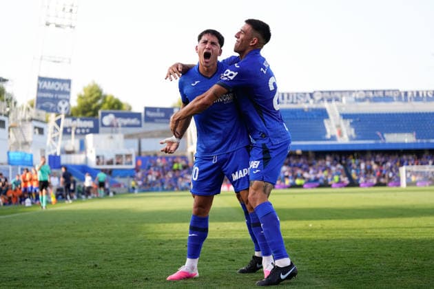 September 7, 2026, Getafe, Madrid, Spain: Martin Satriano of Getafe CF celebrates after scoring his team s first goal during the Spanish League, LaLiga EA Sports, football match played between Getafe CF and RC Celta de Vigo at Coliseum de Getafe stadium on September 07, 2026, in Getafe, Spain. Getafe Spain - ZUMAa181 20260907_zaa_a181_146 Copyright: xDennisxAgyemanx