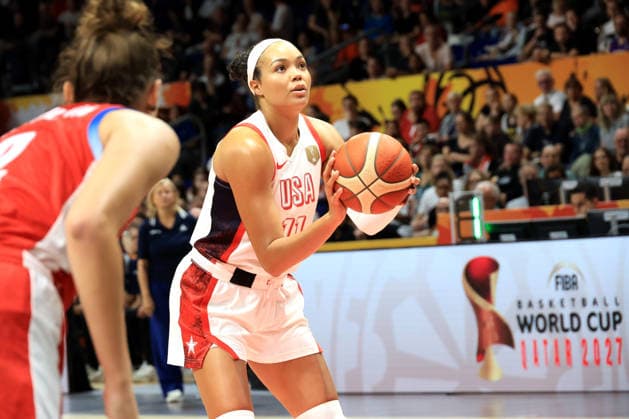 07.09.2026, Basketball, Damen, FIBA Basketball WM, 2026, USA vs Czechia Freiwurf von Napheesa Collier ( USA 11 ) Berlin Uber Arena Berlin Deutschland Copyright: xNordphotox xEnglerx