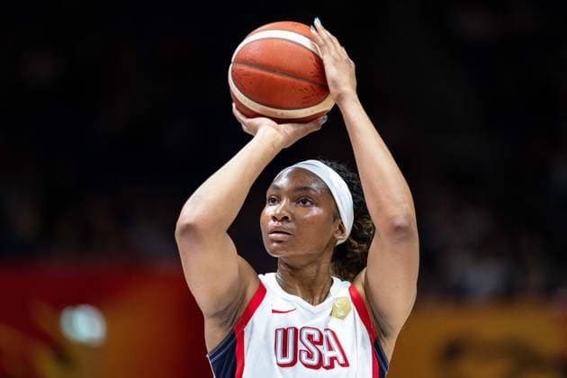Kiki Iriafen (USA, 09) beim Freiwurf, Einzelbild, Einzelfoto, Portrait, Portraet, Freisteller, GER, USA vs. Tschechien, Basketball, FIBA Women s World Cup 2026, Gruppenphase, Spieltag 3, 07.09.2026 GER, USA vs. Tschechien, Basketball, FIBA Women s World Cup 2026, Gruppenphase, Spieltag 3, 07.09.2026 Berlin Copyright: xEibner-Pressefoto MaxxVincenx EP_MVN