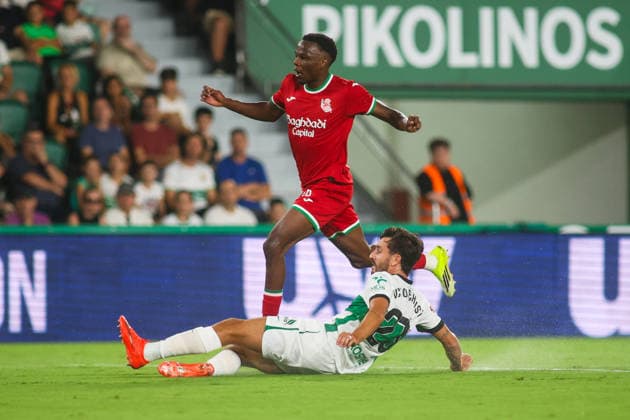 ESP: LaLiga EA Sports Elche CF v Real Sociedad Job Ochieng of Real Sociedad scores goal and celebrates during LaLiga EA Sports match between Elche CF v Real Sociedad played at Martinez Valero Stadium, Elche on September 7 2026 in Spain Spain Soccer Copyright: xAgenciaxLOFx