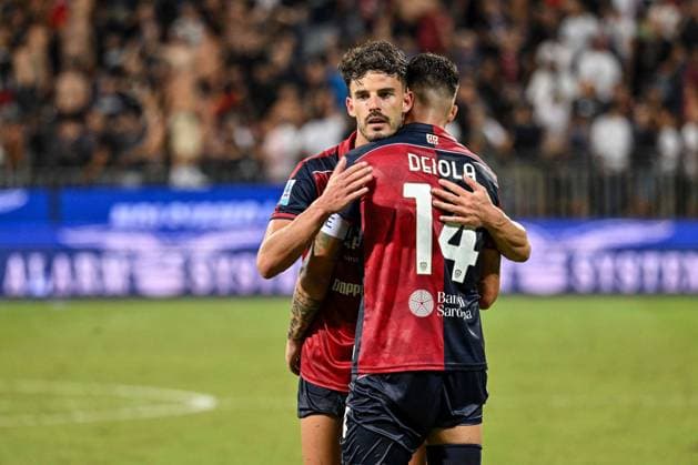 SOCCER - Serie A - Cagliari Calcio vs. US Lecce Photo by IPA ABACAPRESS.COM88249407 - Alessandro Deiola of Cagliari Calcio and Ze Pedro of Cagliari Calcio during the Cagliari Calcio vs. US Lecce match in the Italian Serie A soccer league in Cagliari, Italy, on September 7, 2026 Cagliari Italy  Copyright: xIPAxSport ABACAx