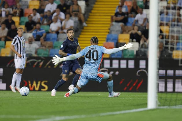 SOCCER - Serie A - Udinese Calcio vs. SS Lazio Photo by IPA ABACAPRESS.COM88249790 - Lazio s Mattia Zaccagni in action against Udinese s Maduka Okoye during the Serie A Enilive soccer match between Udinese and Lazio at the Bluenergy Stadium in northeastern Italy on September 7, 2026. Udine Italy  Copyright: xIPAxSport ABACAx
