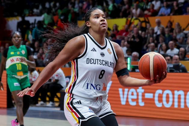Nyara Sabally (Germany) controls the ball during the FIBA Women s Basketball World Cup Germany 2026 group match between Germany and Mali at Berlin Arena on September 7, 2026 in Berlin, Germany. (Photo by Marco Steinbrenner DeFodi Images) -