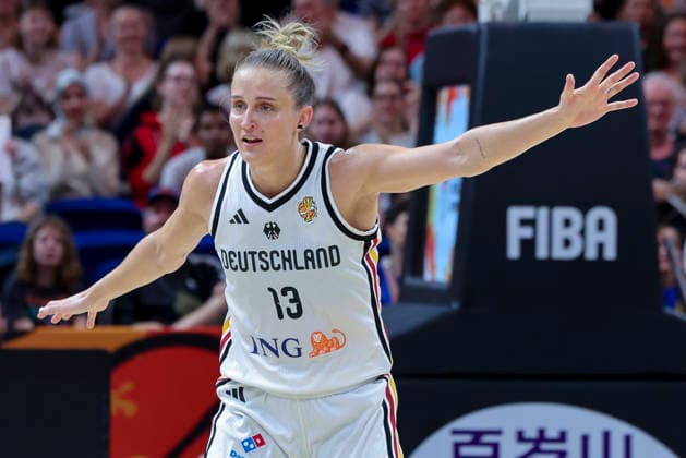 Leonie Fiebich (Germany) gestures during the FIBA Women s Basketball World Cup Germany 2026 group match between Germany and Mali at Berlin Arena on September 7, 2026 in Berlin, Germany. (Photo by Marco Steinbrenner DeFodi Images) -