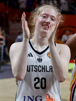 Frieda Buhner (Germany) cheers during the FIBA Women s Basketball World Cup Germany 2026 group match between Germany and Mali at Berlin Arena on September 7, 2026 in Berlin, Germany. (Photo by Marco Steinbrenner DeFodi Images) -