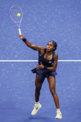 US Open tennis tournament - Day 9 Coco Gauff of the USA in action against Iva Jovic of the USA during their Women™s Singles round 4 match of the US Open Tennis Championships at the USTA Billie Jean King National Tennis Center in Flushing Meadows, New York, USA, 07 September 2026. FLUSHING MEADOWS NEW YORK United States  Copyright: xBRIANxHIRSCHFELDx