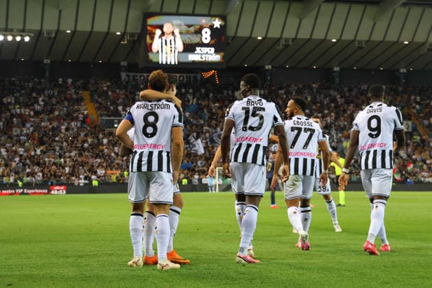 Udinese Calcio v SS Lazio - Serie A 2026 27 Jesper Karlstrom of Udinese celebrates after scoring a goal during the Serie A Enilive soccer match between Udinese and Lazio at the Bluenergy Stadium in northern Italy, on September 7, 2026. Udine Italy Italy  Copyright: xMattiaxRadonix originalFilename:radoni-udinesev260907_npIZ6.jpg