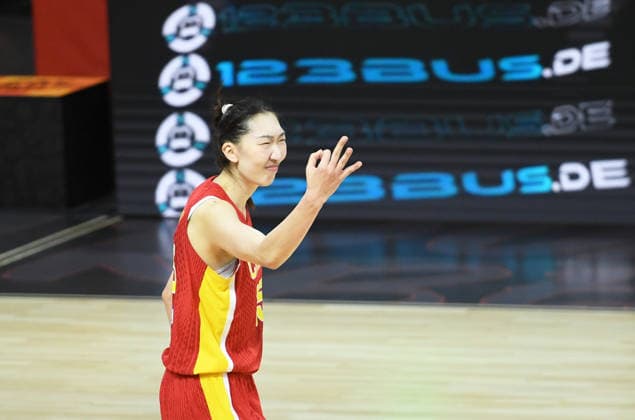 (260908) -- BERLIN, Sept. 8, 2026 -- Han Xu of China celebrates scoring during the group D match between China and Italy at the FIBA Women s Basketball World Cup 2026 in Berlin, Germany, Sept. 7, 2026. ) (SP)GERMANY-BERLIN-BASKETBALL-WOMEN S WORLD CUP-CHN VS ITA HexCanling 