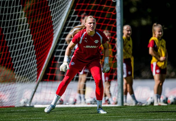 Leipzigs Mirja Kropp beim Training. Training RB Leipzig Frauen 27. August 2026: Leipzig, Sportschule Egidius Braun. Training RB Leipzig Frauen