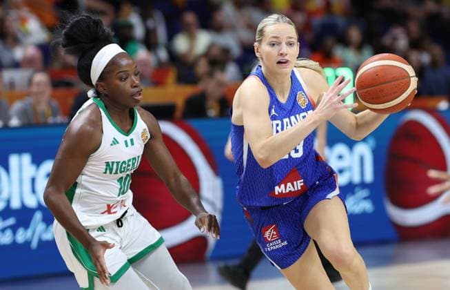 French™ Marine Johannes pictured during a basketball game between Nigeria and France, game 3 of the group phase at the FIBA Women s Basketball World Cup, on Monday 7 September 2026, in Berlin, Germany. The FIBA Women s Basketball World Cup takes place in Berlin from 4 to 23 September 2026. VIRGINIExLEFOUR  x185564085x