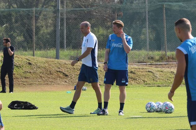 September 8, 2026, Castel Volturno, Napoli, Italy: Massimiliano Allegri coach of Napoli Kevin De Bruyne of Napoli during a training session head of the UEFA Champions League 2026 27 at Napoli training center on September 8 , 2026 in Castel Volturno, Italy SSC Napoli Training Session And press conference, PK, Pressekonferenz - UEFA Champions League 2025 26 League Phase MD1.  - ZUMAl131 20260908_zsp_l131_008 Copyright: xCiroxDexLucax