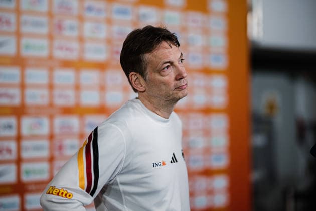 FIBA Women™s Basketball World Cup 2026: Deutschland Training Session, 08.09.2026 Olaf Lange (Trainer Deutschland) stellt sich den Fragen in der Mixed Zone; Basketball, FIBA Women™s Basketball World Cup 2026, Final Phase, Training: Deutschland am 08.09.2026 in der Uber Arena, Berlin Copyright: xBEAUTIFULxSPORTS Tonhäuserx