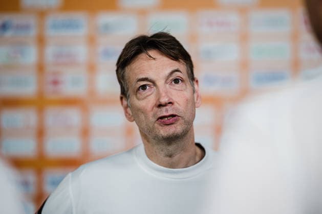FIBA Women™s Basketball World Cup 2026: Deutschland Training Session, 08.09.2026 Olaf Lange (Trainer Deutschland) stellt sich den Fragen in der Mixed Zone; Basketball, FIBA Women™s Basketball World Cup 2026, Final Phase, Training: Deutschland am 08.09.2026 in der Uber Arena, Berlin Copyright: xBEAUTIFULxSPORTS Tonhäuserx