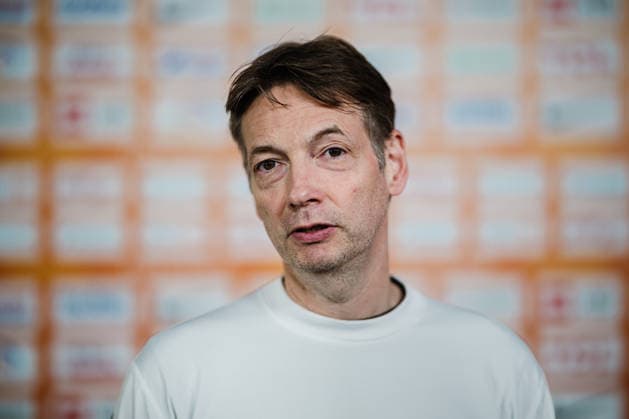 FIBA Women™s Basketball World Cup 2026: Deutschland Training Session, 08.09.2026 Olaf Lange (Trainer Deutschland) stellt sich den Fragen in der Mixed Zone; Basketball, FIBA Women™s Basketball World Cup 2026, Final Phase, Training: Deutschland am 08.09.2026 in der Uber Arena, Berlin Copyright: xBEAUTIFULxSPORTS Tonhäuserx