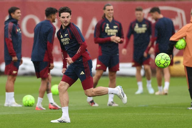 Arsenal Training, Champions League Declan Rice of Arsenal during the Arsenal Training session ahead of the UEFA Champions League Round 1 match v Napoli, at the Arsenal FC Training Centre, London Colney, England on 8 September 2026 Credit: Tiego Grenho Every Second Media Editorial use only. All images are copyright Every Second Media Limited. No images may be reproduced without prior permission. Copyright: xIMAGO EveryxSecondxMediax ESM-2149-0003 TiegoxGrenhox xEveryxSecondxMediax