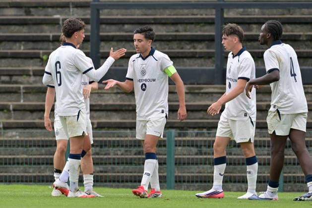 260908 Youth League Club Brugge vs Aston Villa Utku Kurtal (10) of Club Brugge NXT celebrates after scoring the 1-0 goal during the Uefa Youth League matchday 1 game in the League phase in season 2026 - 2027 between Club Brugge KV and Aston Villa on September 8 , 2026 in Roeselare, Belgium. (Photo by David Catry sportpix) Roeselare Schiervelde - The Nest West Flanders Belgium  Copyright: xsportpixxDavidxCatryx