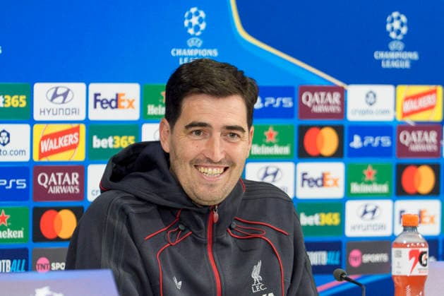 Liverpool press conference, PK, Pressekonferenz Liverpool FC manager Andoni Iraola speaks to the press during the Press Conference at Anfield Stadium ahead of the UEFA Champions League Round 1 match v Atletico Madrid, Anfield, Liverpool, England on 8 September 2026 Credit: Steve Flynn Every Second Media Editorial use only. All images are copyright Every Second Media Limited. No images may be reproduced without prior permission. Copyright: xIMAGO EveryxSecondxMediax ESM-2146-0008 StevexFlynnx xEveryxSecondxMediax