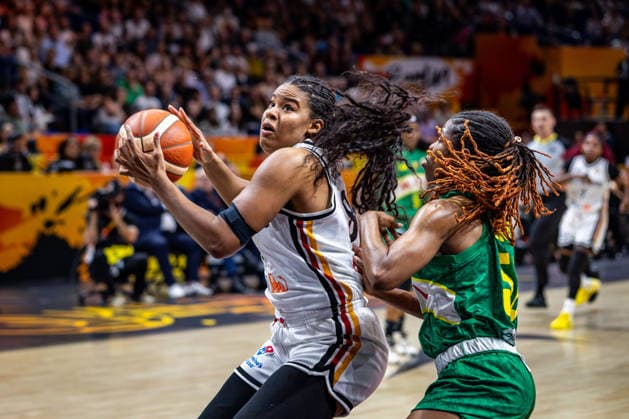 Basketball Berlin 07.09.2026 FIBA Women™s Basketball World Cup Germany 2026 Vorrunde Gruppe Deutschland (GER) - Mali (MLI) Nyara Sabally (Deutschland, No.08) Rokia Doumbia (Mali, No.52)