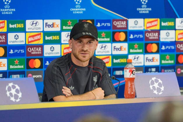 Liverpool press conference, PK, Pressekonferenz Alexis Mac Allister of Liverpool FC speaks with the press during the Press Conference at Anfield Stadium ahead of the UEFA Champions League Round 1 match v Atletico Madrid, Anfield, Liverpool, England on 8 September 2026 Credit: Steve Flynn Every Second Media Editorial use only. All images are copyright Every Second Media Limited. No images may be reproduced without prior permission. Copyright: xIMAGO EveryxSecondxMediax ESM-2146-0017 StevexFlynnx xEveryxSecondxMediax