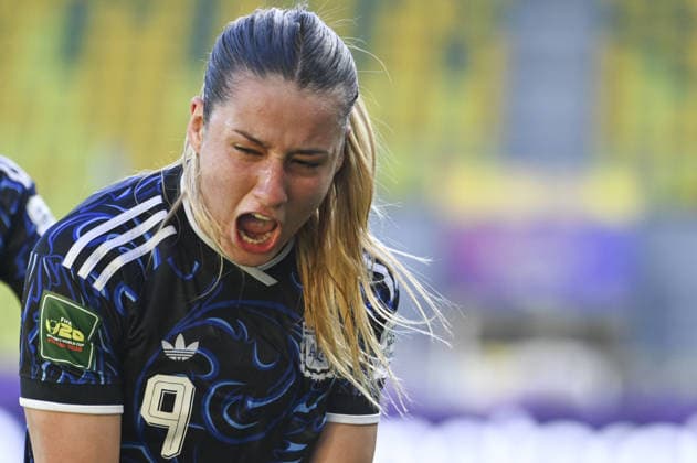IPA88273456 - Mercedes Diz (ARG) celebrating after scoring a goal during the FIFA U-20 Women s World Cup match between Benin and Argentina in Katowice, Poland, on September 8, 2026  Copyright: xMichalxDubiel IPAxSportx xx IPA88273456