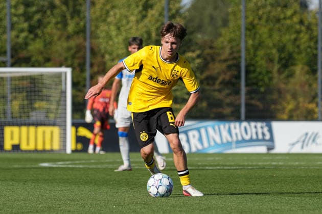Dienstag, 08.09.2026 Saison 2026 2027 1. Spieltag UEFA Youth League im BVB Fußballpark Hohenbuschei, Dortmund, Germany. BV Borussia Dortmund U19 - FC Villarreal U19. Tom Lasse Faust (BVB)