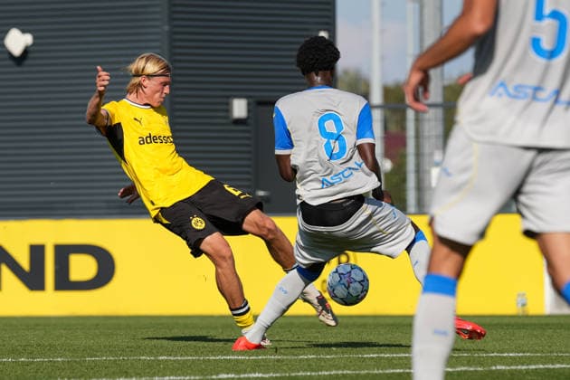 Dienstag, 08.09.2026 Saison 2026 2027 1. Spieltag UEFA Youth League im BVB Fußballpark Hohenbuschei, Dortmund, Germany. BV Borussia Dortmund U19 - FC Villarreal U19. Luke Fahrenhorst (BVB)