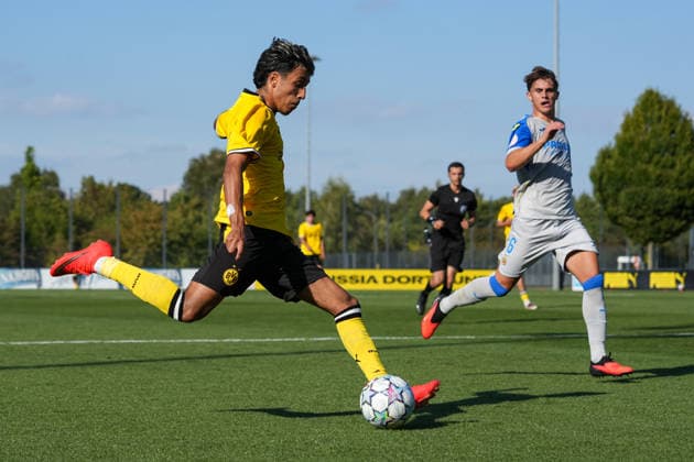Dienstag, 08.09.2026 Saison 2026 2027 1. Spieltag UEFA Youth League im BVB Fußballpark Hohenbuschei, Dortmund, Germany. BV Borussia Dortmund U19 - FC Villarreal U19. Fadi Zarqelain (BVB)