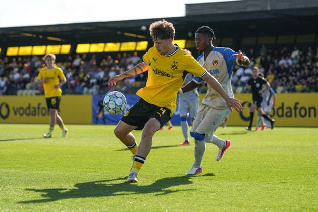 Dienstag, 08.09.2026 Saison 2026 2027 1. Spieltag UEFA Youth League im BVB Fußballpark Hohenbuschei, Dortmund, Germany. BV Borussia Dortmund U19 - FC Villarreal U19. Jan-Luca Riedl (BVB)