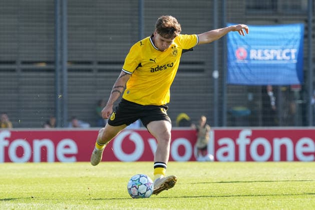 Dienstag, 08.09.2026 Saison 2026 2027 1. Spieltag UEFA Youth League im BVB Fußballpark Hohenbuschei, Dortmund, Germany. BV Borussia Dortmund U19 - FC Villarreal U19. Jan-Luca Riedl (BVB)