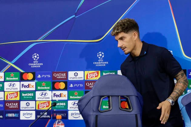 Italy: press conference, PK, Pressekonferenz SSC Napoli cl SSC Napoli vs Arsenal Napoli s Italian defender Giovanni Di Lorenzo during the SSC Napoli press conference the day before the Champions League football match against Arsenal at the Diego Armando Maradona stadium in Napoli on 08 september, 2026. _BPH6676 Copyright: xAntonioxBalascox