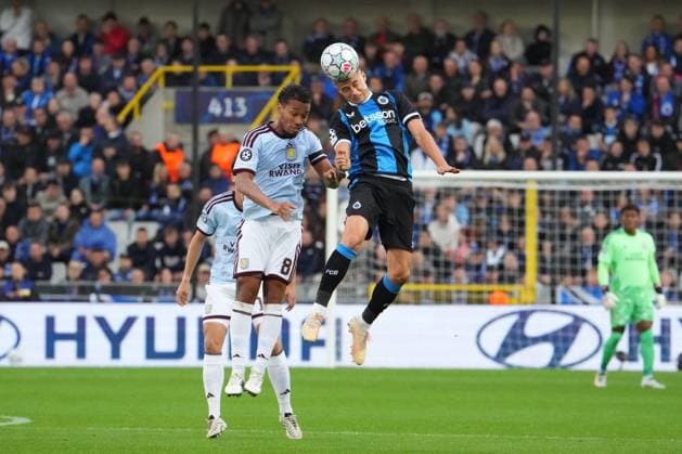 Boubacar Kamara of Aston Villa and Nicolo Tresoldi of Club Brugge Club Brugge v Aston Villa, UEFA Champions League, League Stage, Football, Jan Breydel Stadium, Brugge, Belgium - 08 Sep 2026Brugge Jan Breydel Stadium Belgium  Copyright: xDavexWInter Shutterstockx 17139355v