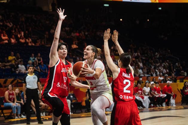 FIBA Women™s Basketball World Cup 2026: Ungarn vs. Japan, 08.09.2026 Ramu Tokashiki (Japan, 10) und Norika Konno (Japan, 2) gegen Virag Takacs-Kiss (Ungarn, 2); Basketball, FIBA Women™s Basketball World Cup 2026, Final Phase, Qualifikation fürs Viertelfinale: Ungarn vs. Japan am 08.09.2026 in der Uber Arena, Berlin Copyright: xBEAUTIFULxSPORTS Tonhäuserx
