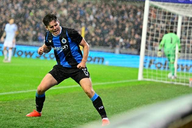 Club Brugge v Aston Villa - UEFA Champions League BRUGGE, BELGIUM - SEPTEMBER 08 : Vetlesen Hugo midfielder of Club Brugge celebrates scoring a goal during the UEFA Champions League 2026 27 League Phase MD1 match between Club Brugge and Aston Villa on September 8, 2026 in Brugge, Belgium, 08 09 2026 Brugge Belgium  Copyright: xJanxDexMeuleneirx