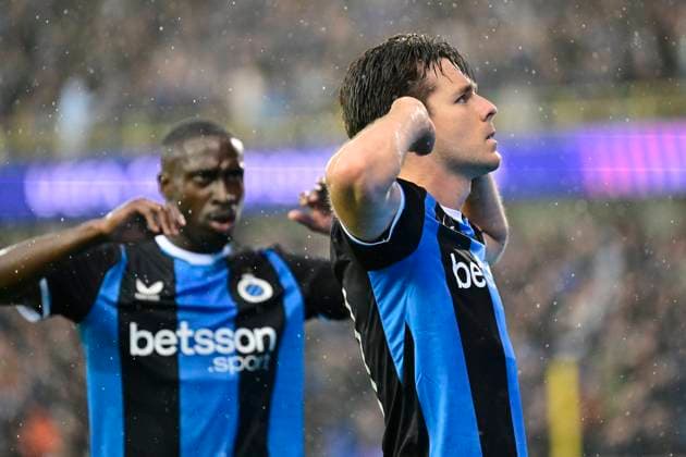 Club Brugge v Aston Villa - UEFA Champions League BRUGGE, BELGIUM - SEPTEMBER 08 : Vetlesen Hugo midfielder of Club Brugge celebrates scoring a goal during the UEFA Champions League 2026 27 League Phase MD1 match between Club Brugge and Aston Villa on September 8, 2026 in Brugge, Belgium, 08 09 2026 Brugge Belgium  Copyright: xJanxDexMeuleneirx