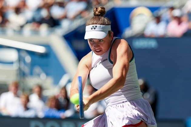 US Open tennis tournament - Day 10 Linda Noskova of Czechia in action against Aryna Sabalenka of Belarus during the Women Singles Quarterfinals match of the US Open Tennis Championships in Flushing Meadows, New York, USA, 08 September 2026. FLUSHING MEADOWS NEW YORK United States  Copyright: xSARAHxYENESELx