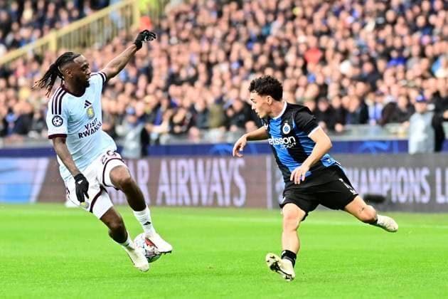 Club Brugge v Aston Villa - UEFA Champions League BRUGGE, BELGIUM - SEPTEMBER 08 : Wanbissaka Aaron right-back of Aston Villa, Virgili Jan forward of Club Brugge during the UEFA Champions League 2026 27 League Phase MD1 match between Club Brugge and Aston Villa on September 8, 2026 in Brugge, Belgium, 08 09 2026 Brugge Belgium  Copyright: xPeterxDexVoechtx
