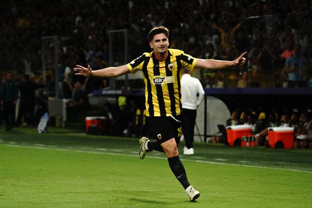 September 8, 2026, Athens, Athens, Greece: RAZVAN MARIN celebrates after scoring AEK AthensÃ¢â‚¬â ¢ opening goal to make it 1Ã¢â‚¬0 .during the UEFA Champions League match between AEK Athens and LASK at the Allwyn Arena in Athens, Greece, on September 8, 2026. Athens Greece - ZUMAa226 20260908_zip_a226_007 Copyright: xGiorgosxArapekosx