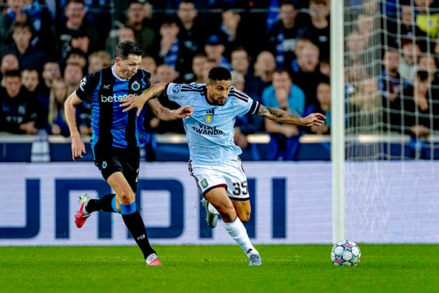 BRUGGE - Club Brugge midfielder Hans Vanaken and Aston Villa FC midfielder Joao Gomes during the UEFA Champions League match between Club Brugge and Aston Villa at Jan Breydelstadion on 8 september 2026 in Brugge, Belgie. (Photo by DeFodi Images) -