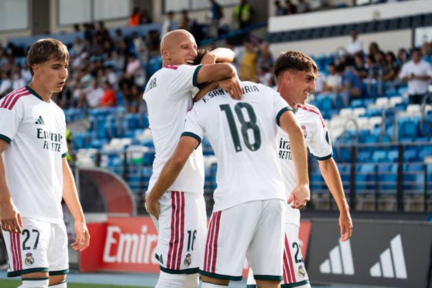 ESP: UEFA Youth League Real Madrid v Inter Milan Fran Santamaria of Real Madrid scores goal and celebrates during UEFA Youth League match between Real Madrid v Inter Milan played at Di Stefano Stadium, Valdebebas, Madrid on September 8 2026 in Spain Madrid Spain Soccer Copyright: xAgenciaxLOFx