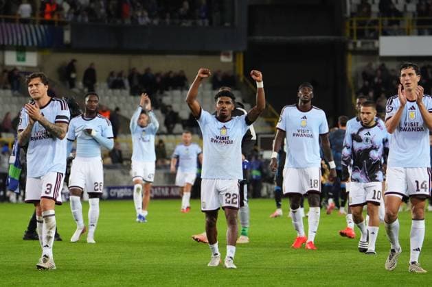Astone Villa celebrate their 3-2 victory Club Brugge v Aston Villa, UEFA Champions League, League Stage, Football, Jan Breydel Stadium, Brugge, Belgium - 08 Sep 2026Brugge Jan Breydel Stadium Belgium  Copyright: xDavexWInter Shutterstockx 17139355bo
