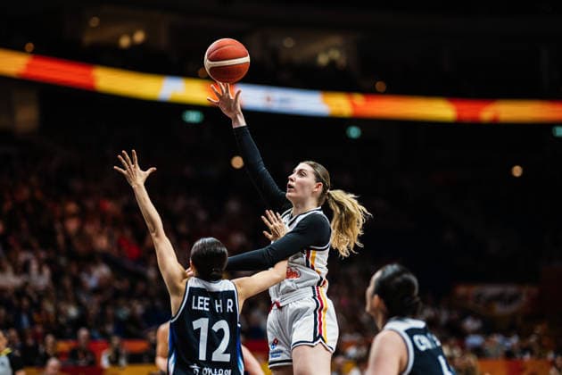 FIBA Women™s Basketball World Cup 2026: Deutschland vs. Südkorea, 08.09.2026 Luisa Geiselsoder (Deutschland, 15) wirft; Basketball, FIBA Women™s Basketball World Cup 2026, Final Phase, Qualifikation fürs Viertelfinale: Deutschland vs. Südkorea am 08.09.2026 in der Uber Arena, Berlin Copyright: xBEAUTIFULxSPORTS Tonhäuserx