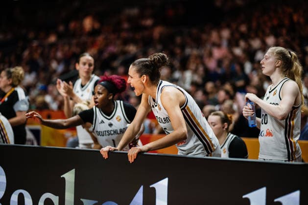 FIBA Women™s Basketball World Cup 2026: Deutschland vs. Südkorea, 08.09.2026 Clara Bielefeld (Deutschland, 25) jubelt; Basketball, FIBA Women™s Basketball World Cup 2026, Final Phase, Qualifikation fürs Viertelfinale: Deutschland vs. Südkorea am 08.09.2026 in der Uber Arena, Berlin Copyright: xBEAUTIFULxSPORTS Tonhäuserx
