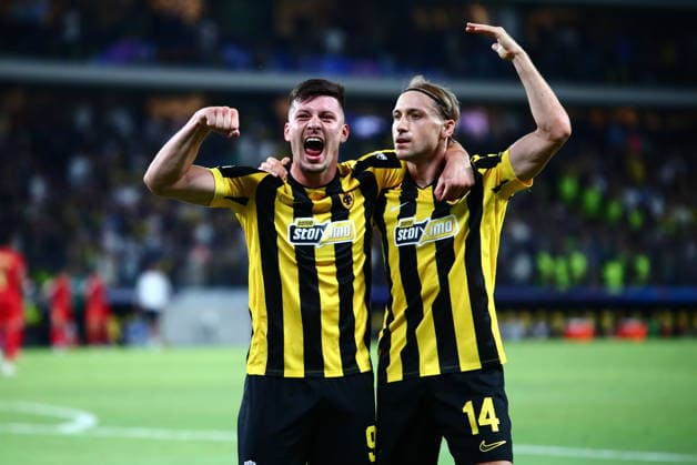 UEFA Champions League - AEK Athens FC vs LASK - Razvan Marin of AEK Athens FC celebrate after scoring the 1-0 during the UEFA Champions League League phase Matchday 1 soccer match between AEK Athens FC and LASK in AEK Arena, Athens, Greece, on 8 September 2026. IMAGO ONE INCH PRODUCTIONS ATHENS GREECE Copyright: xONExINCHxPRODUCTIONSx 7079997